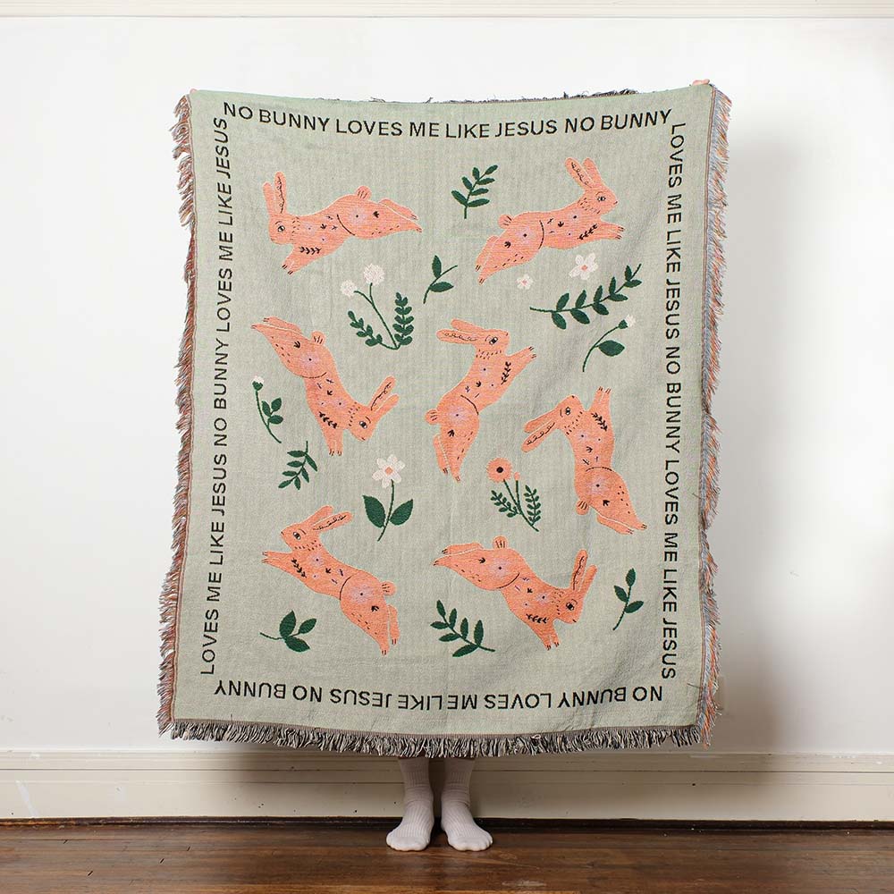 Fete - Fete Easter Bunny & Egg Woven Throw Blanket