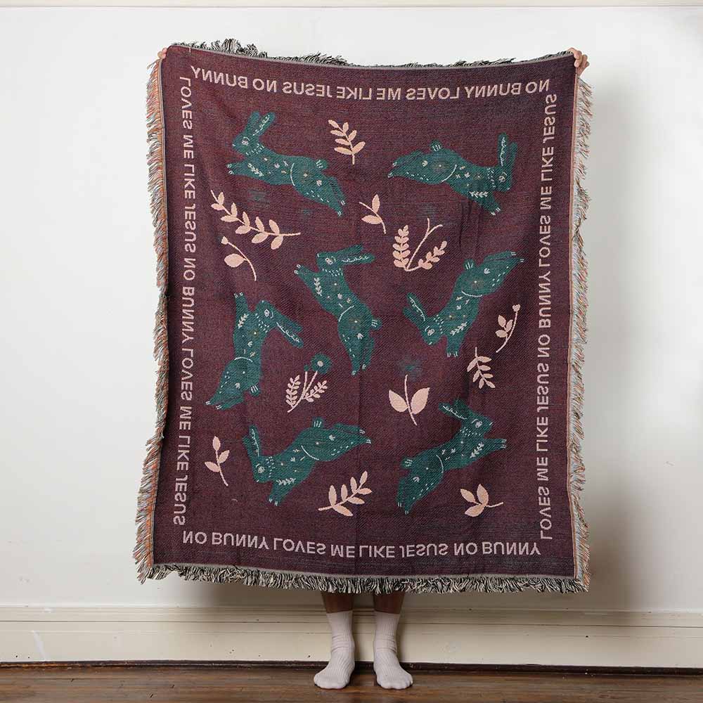 Fete - Fete Easter Bunny & Egg Woven Throw Blanket