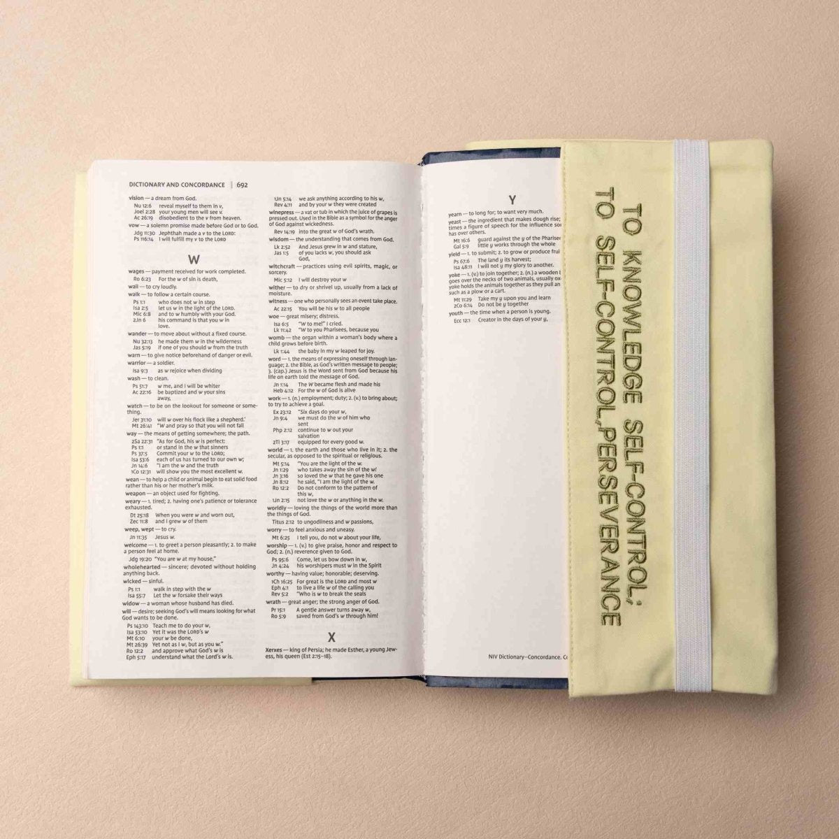 Fete - Fruit of the Spirit Embroidered Bible Cover - Self Control