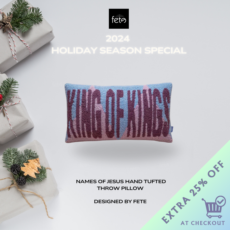 Names of Jesus Hand Tufted Throw Pillow-King of Kings