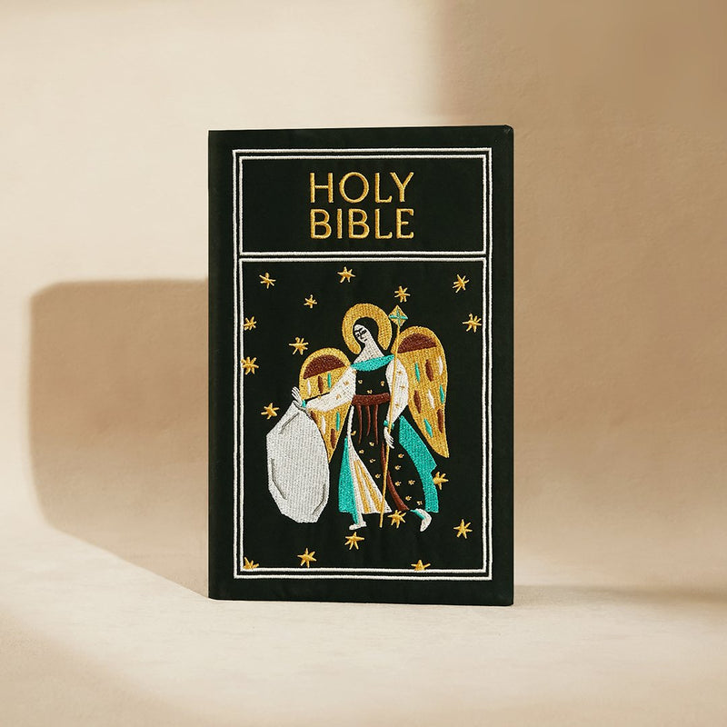 Angel & Stone Embroidered Bible Cover