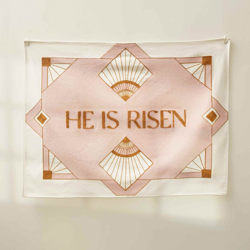 He is Risen Embroidered Tapestry