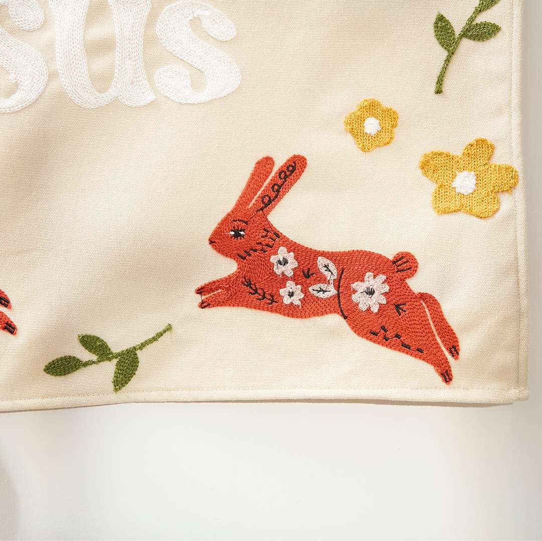 Fete - Fete Easter Bunny & Egg Embroidered Tapestry, Christian Gift