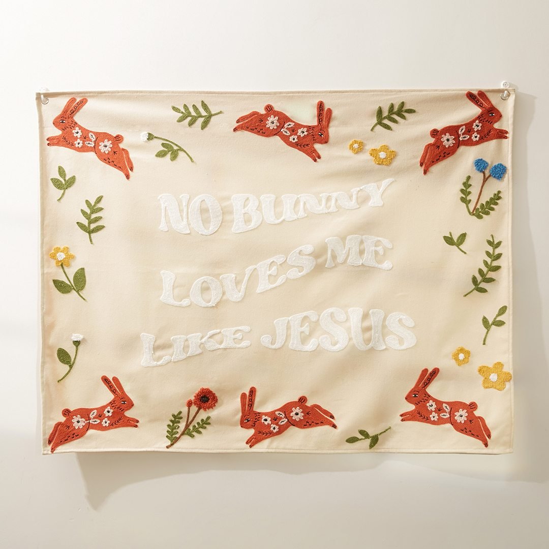 Fete - Fete Easter Bunny & Egg Embroidered Tapestry, Christian Gift