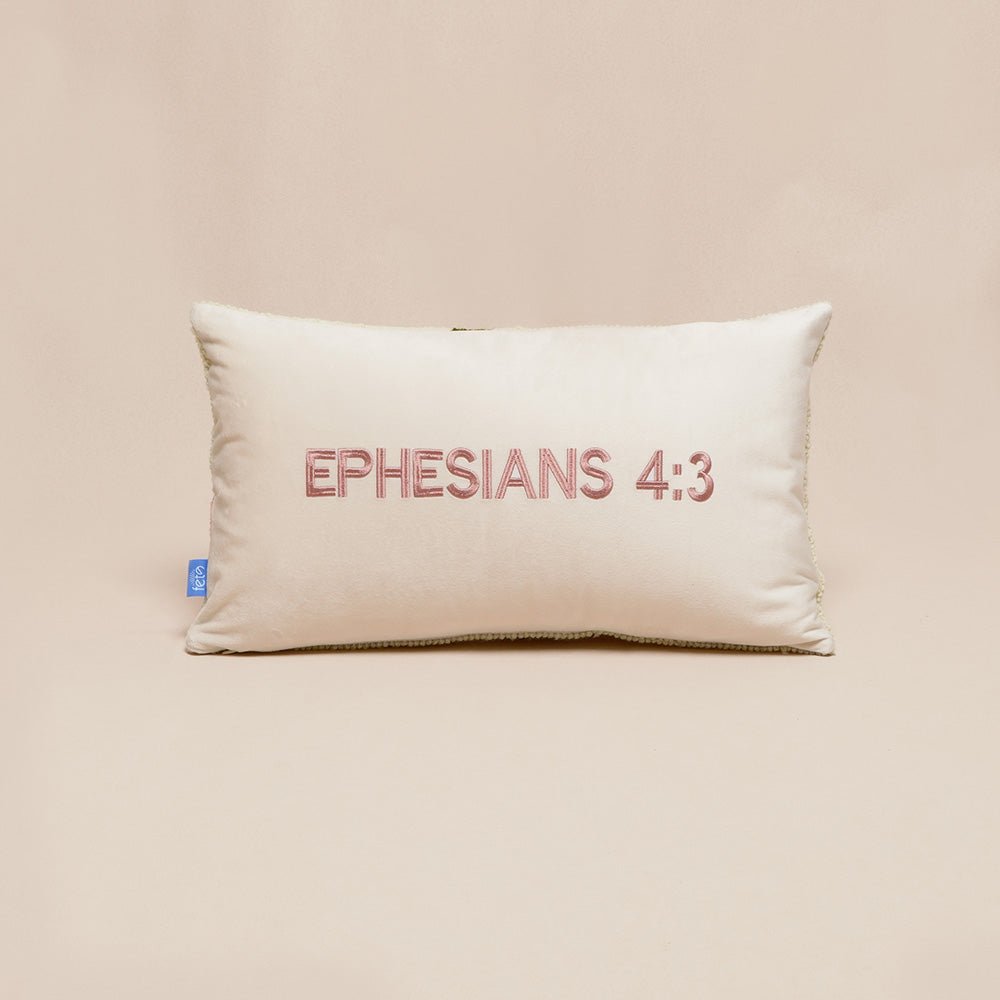 Fete - Fete Fruit of the Spirit, Hand Tufted Throw Pillow - Peace, Ephesians 4:3, Christian Gift
