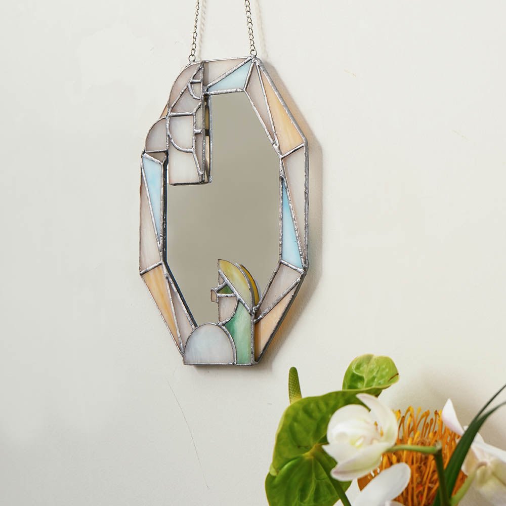 Fete - Stained Glass Nativity Decorative Mirror - Angel & Shepherd